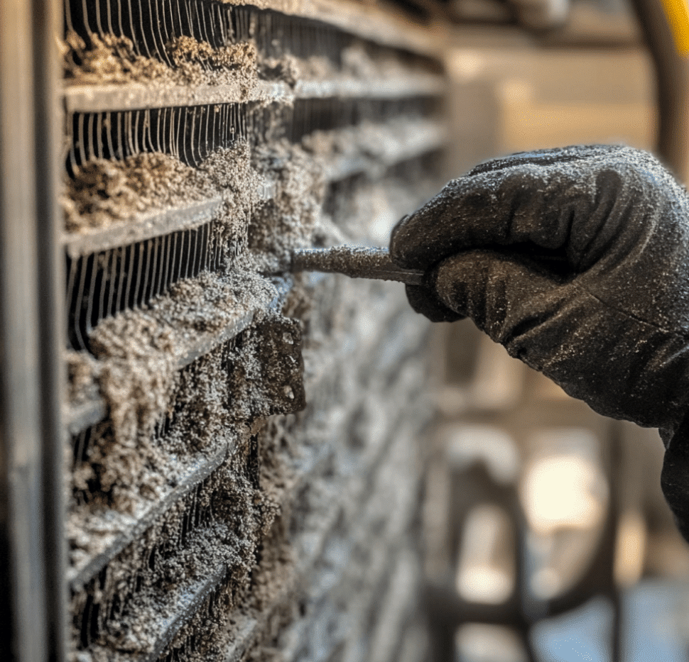 HVAC Dirty Coils Being Cleaned