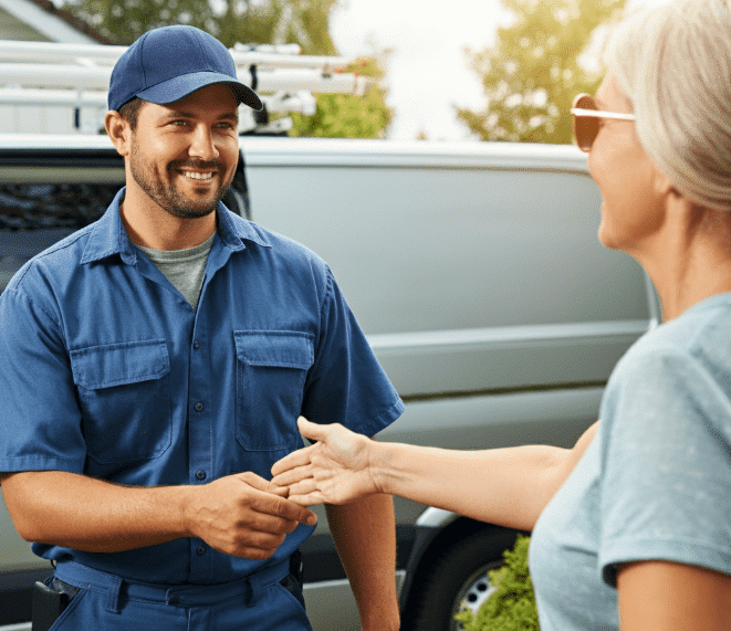 HVAC Technician Arriving for Maintenance Services