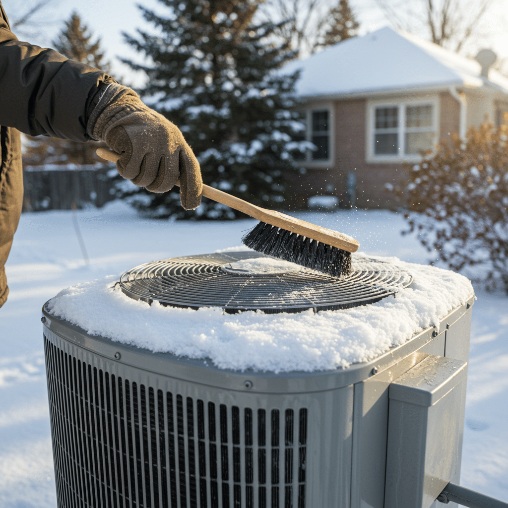 brush snow off air conditioner