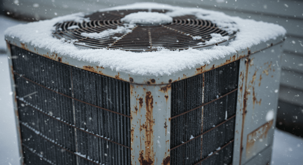 damaged ac from snow and ice